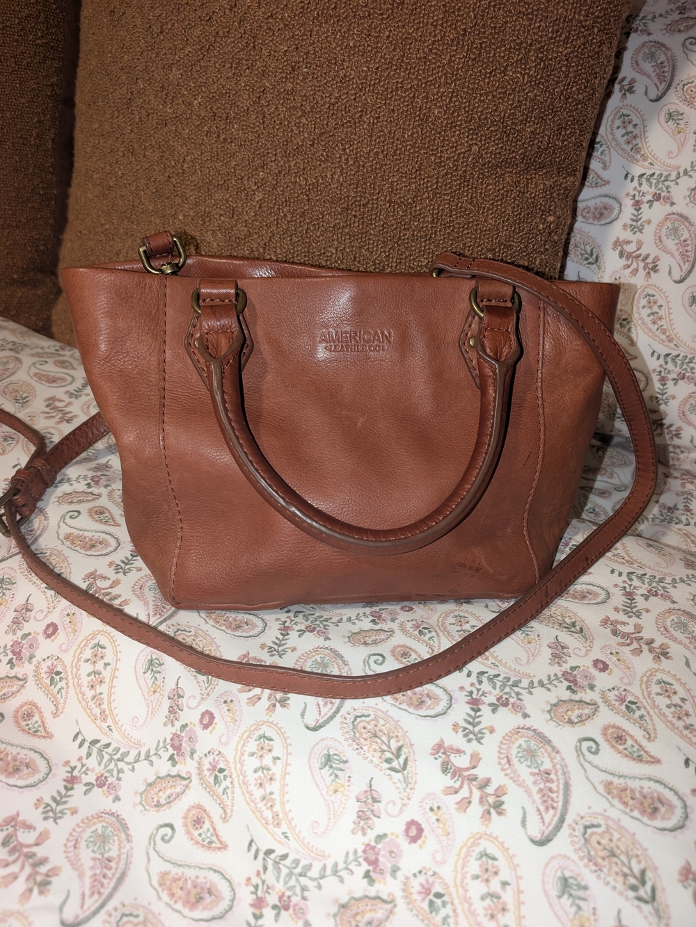 American Leather Co. Brown Leather Satchel with Crossbody Strap